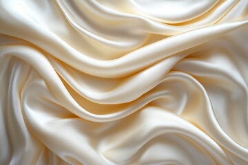 Fototapete - Soft ivory satin fabric displaying elegant waves and textures perfect for fashion or home decor projects