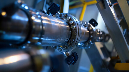 Aufkleber - Close-up view of a polished industrial pipe in a facility Generative AI