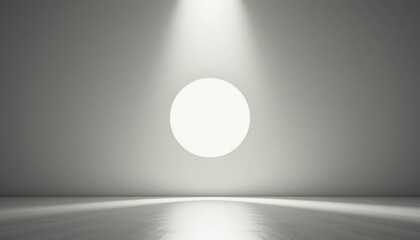 Poster - Illuminated abstract sphere installation modern gallery digital art display minimalist environment eye-level view contemporary concept for art enthusiasts
