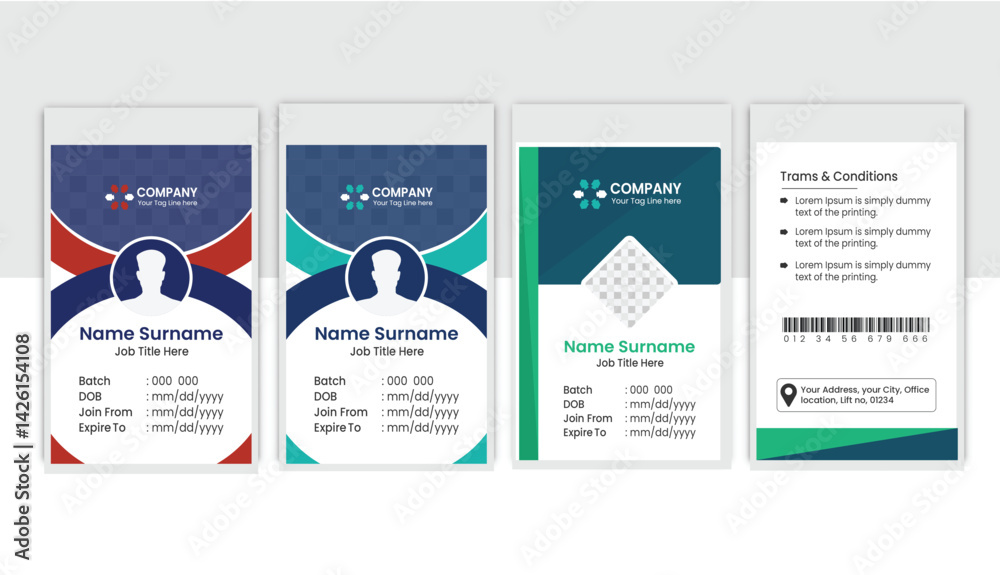 Green and blue color ID card template