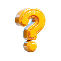 3d render of a glossy yellow question mark with a textured surface