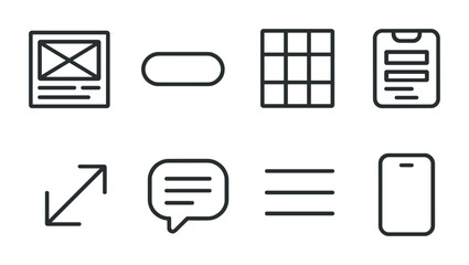 Poster - Linear icon set for ui design and development: responsive, grid, chat, and more