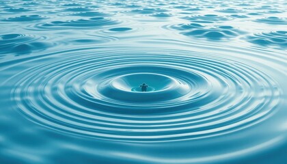 Poster - Ripple effect water droplets create waves in calm ocean nature photography tranquil waterscape aerial view visual concept