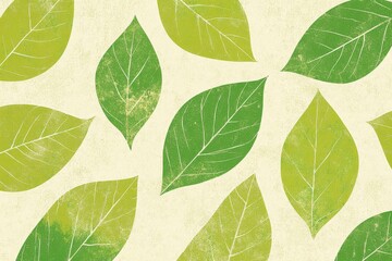 Aufkleber - Design featuring various green leaves on a textured background, showcasing natural patterns and colors in a bright atmosphere