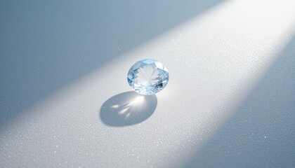 Poster - Brilliant diamond reflected by soft light studio setting photography minimalist environment close-up view elegant concept for jewelry enthusiasts