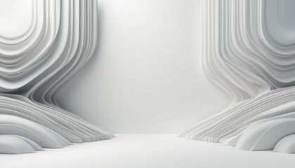 Poster - Abstract architectural design elements minimalist studio 3d render calm environment wide angle modern aesthetic