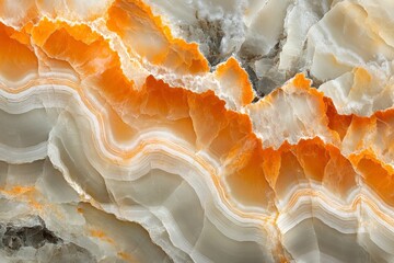 Poster - Stunning orange and gray onyx stone reveals intricate patterns in a natural mineral formation from Brazil