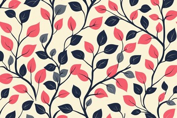 Poster - Leafy pattern in soft pastel colors creating a calming and natural texture for home decor and design projects