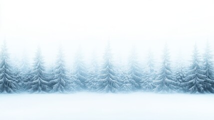 Aufkleber - A tranquil winter landscape showcases snow-covered evergreen trees and towering mountains in the background, all beneath a clear blue sky in daylight