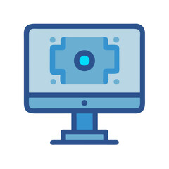 Poster - Blue Computer Monitor with Crosshair Screen Symbol