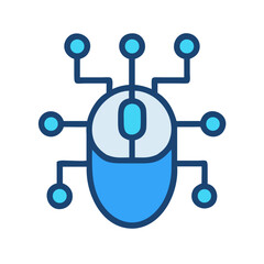 Poster - Cyber Mouse Connected to Network Nodes on Black Background