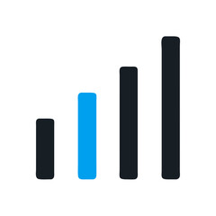 Poster - Growing Bar Graph Icon with Blue Highlight, Black Background