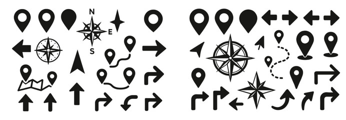 Leinwandbilder - Set of web icons featuring line style directional symbols and navigation elements for digital design applications