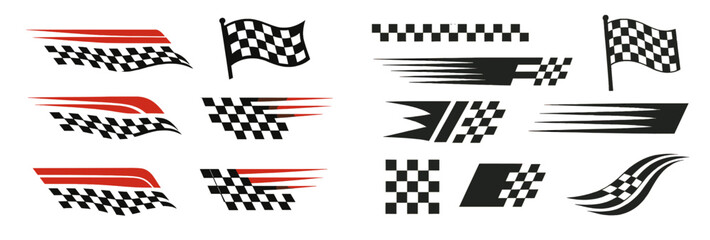 Poster - Modern web icons in line style representing racing elements and symbols for digital use and design