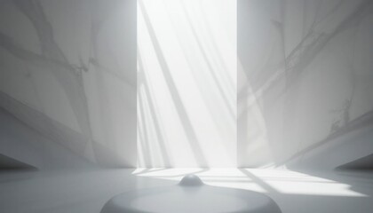 Poster - Light and shadow play in minimalist architectural space modern gallery digital artwork bright environment perspective concept