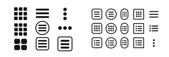 Poster - Collection of web icons in line style featuring various shapes and symbols for digital design applications