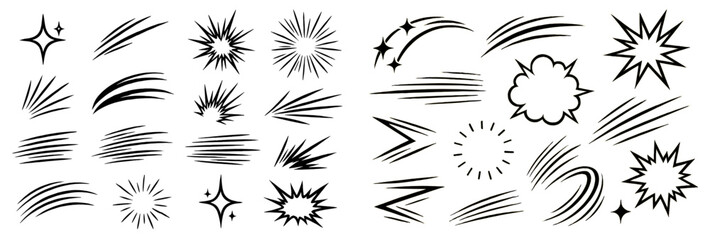 Poster - Collection of line style web icons featuring various shapes and designs for graphic design and digital applications