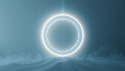 Poster - Mysterious light phenomenon over foggy landscape digital art atmospheric environment surreal viewpoint abstract concept