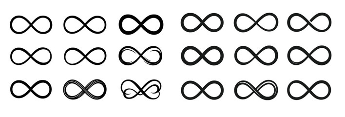 Poster - Collection of web icons featuring various line style infinity symbols for digital design and user interfaces