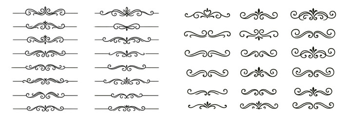 Aufkleber - Collection of elegant line style web icons featuring decorative borders and ornate dividers for digital design projects