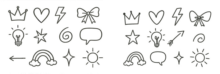 Poster - Web icons in line style featuring various symbols for creative and digital projects