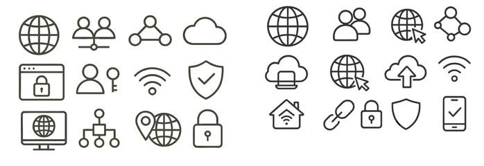 Leinwandbilder - Collection of web icons in line style representing various online activities and services for digital communication