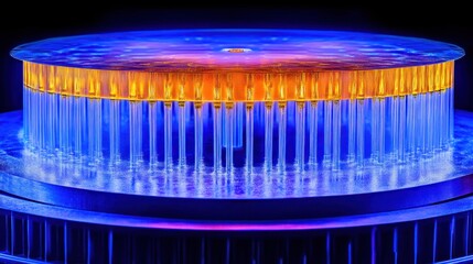 Poster - Illuminated circular array of optical components.