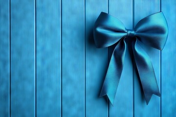 Aufkleber - Bright blue gift bow on textured wood background adds charm to any celebration or occasion