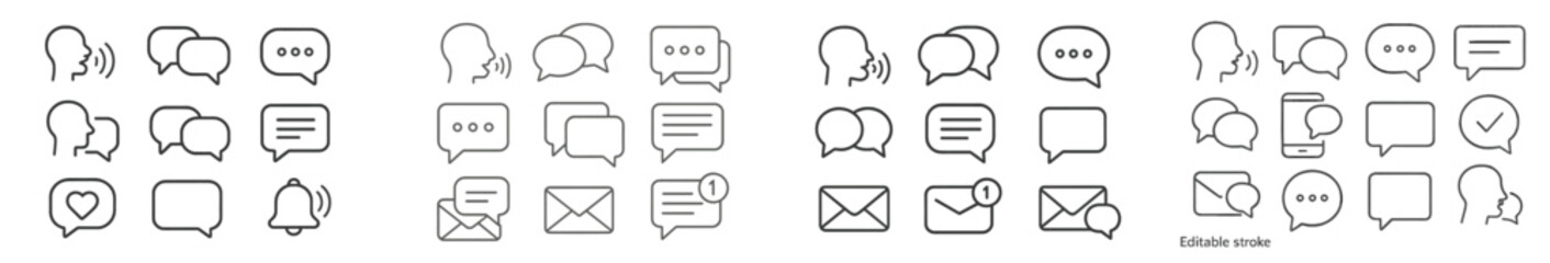 Aufkleber - Collection of web icons featuring line art design for communication and notification activities