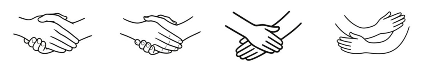 Fototapete - Collection of web icons featuring line style handshakes representing partnership and agreement