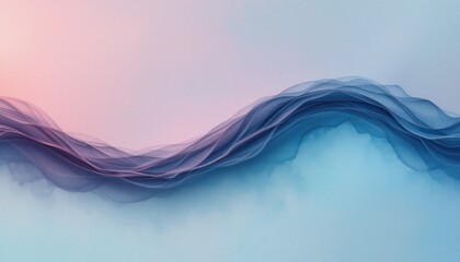 Poster - Flowing abstract waves in soft blue and pink tones digital artwork calm environment artistic viewpoint conceptual design for visual appeal