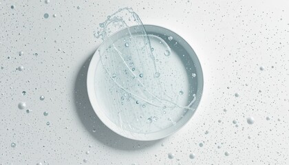 Poster - Refreshing water splashing in clear plate studio environment high-quality photography concept of purity and hydration