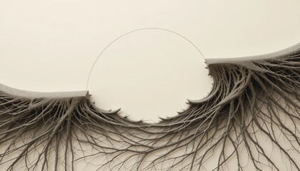 Poster - Nature's intricate roots unveiled in a unique circular design artistic installation minimalist environment captivating perspective conceptual art