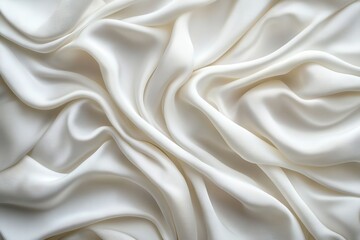 Aufkleber - Smooth white silk fabric with elegant folds and textures draping softly over a flat surface