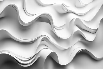 Poster - Soft curves of white paper create an abstract design with flowing textures and depth in a minimalistic style