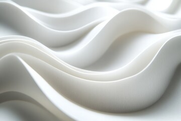 Poster - Fluid white paper waves create elegant patterns in soft afternoon light