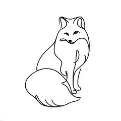 Poster - Elegant fox illustration in simple line art style  