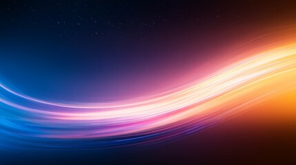 Aufkleber - A wide shot captures an abstract highway at night, showing glowing orange and blue light trails creating a dynamic visual effect beneath a starry sky