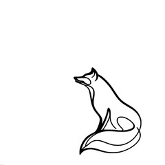 Poster - Minimalist fox outline illustration on white background  