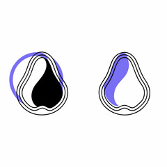 Poster - Abstract shapes with smooth curves and contrasting colors create modern design. melted blob forms evoke sense of fluidity. Isolate on white background, commercial use