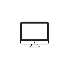Simple computer monitor line icon. Technology, desktop, office, work, and digital display symbol. Minimalist vector illustration.