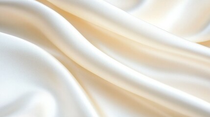 Poster - Delicate waves of pearl-white fabric are illuminated by soft, diffused lighting, evoking a sense of calmness and flow with ample empty space for text