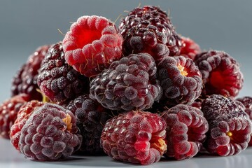 Aufkleber - Fresh raspberries stacked in a vibrant arrangement showcasing their rich color and texture