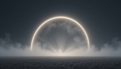 Poster - Dramatic celestial event over ocean horizon atmospheric visual display tranquil environment wide-angle perspective surreal concept for nature photography