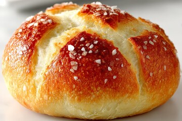 Poster - Freshly baked bread loaf with a golden crust and crystal sugar topping on a kitchen counter