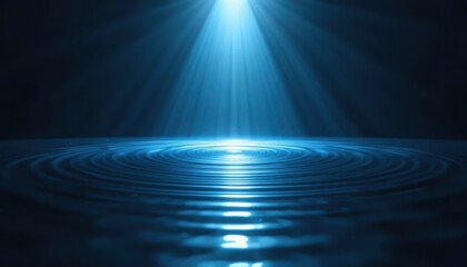 Poster - Captivating light rays illuminating tranquil water ripples serene aquatic landscape digital art calming environment aerial view nature concept