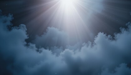 Poster - Heavenly illumination action in the sky clouds digital art ethereal environment upward view spiritual concept for seo impact