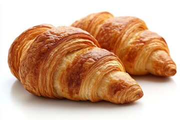 Poster - Freshly baked croissants resting on a clean surface after a morning baking session in a cozy kitchen
