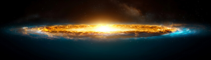 Poster - Celestial explosion captured in space cosmic landscape digital artwork vibrant universe wide-angle view of galaxy