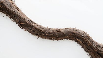 Poster - Curved natural wood branch minimalist white background abstract photography tranquil environment close-up view organic form